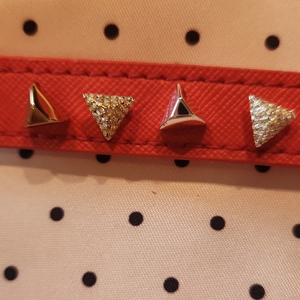 Stella & Dot Red and Gold Earrings with Elegant Design